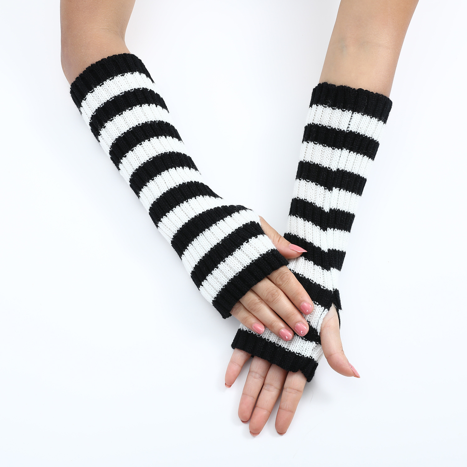 Rękawiczki bez palców w paski  – Fingerless Glove Knit recenzja i cena